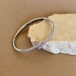 Maze 02 | White Gold Plated Bangle