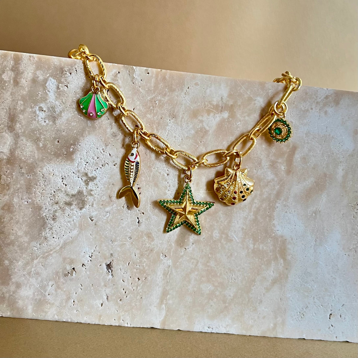 Ocean Breeze | Gold Plated Charm Necklace