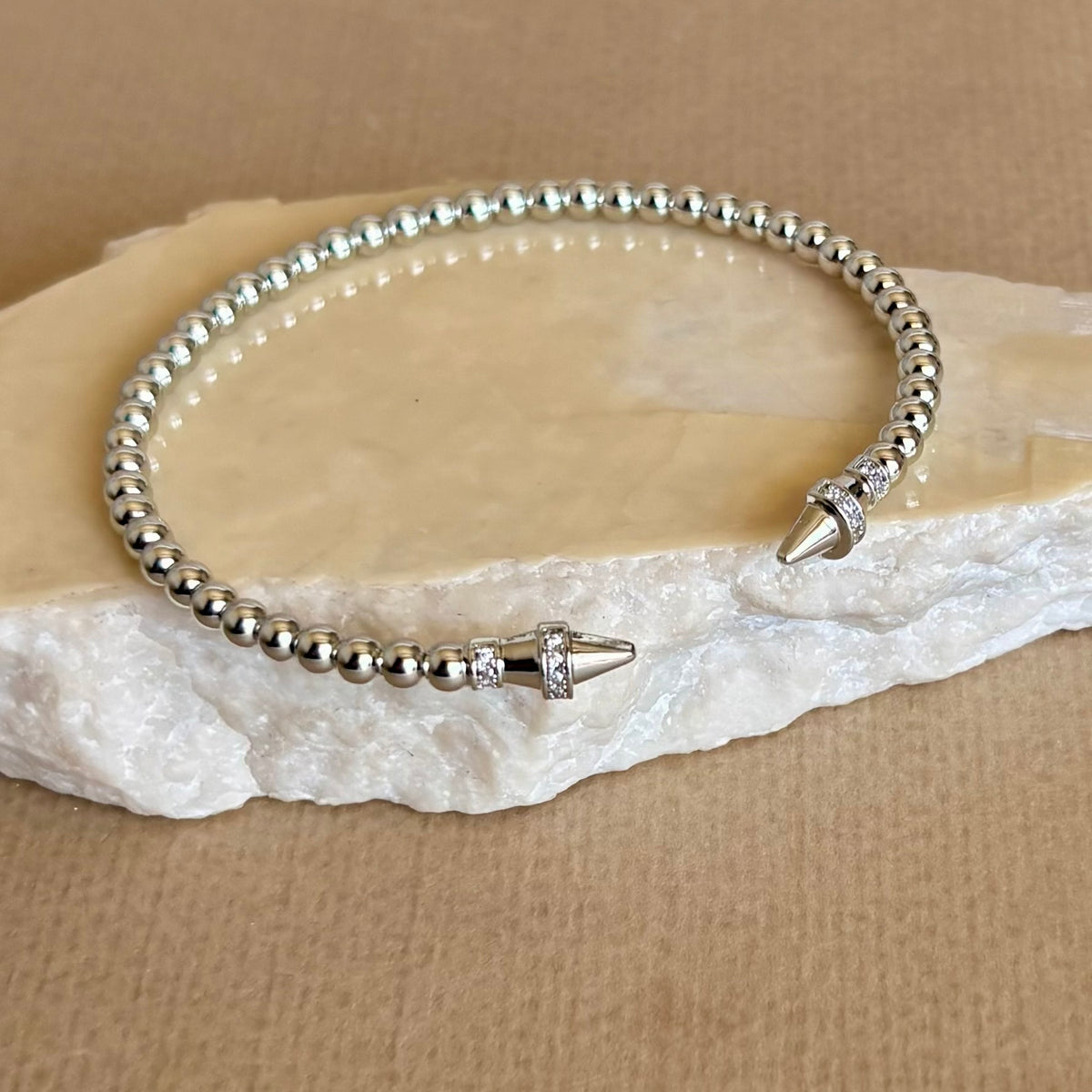 Nuvellea | White Gold Plated Bangle