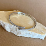 Maze 02 | White Gold Plated Bangle