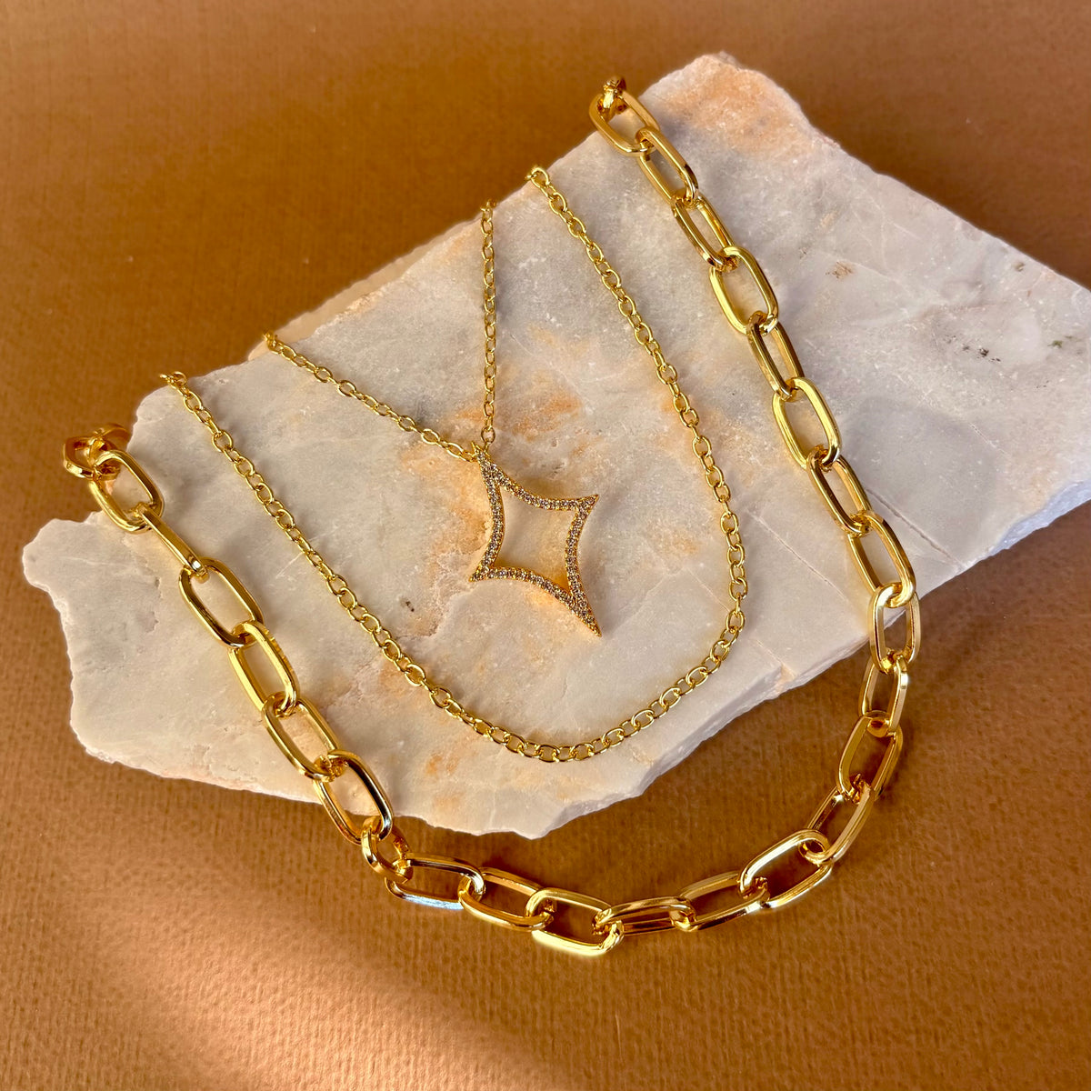 Avelune | Triple Layers Gold Plated Necklace