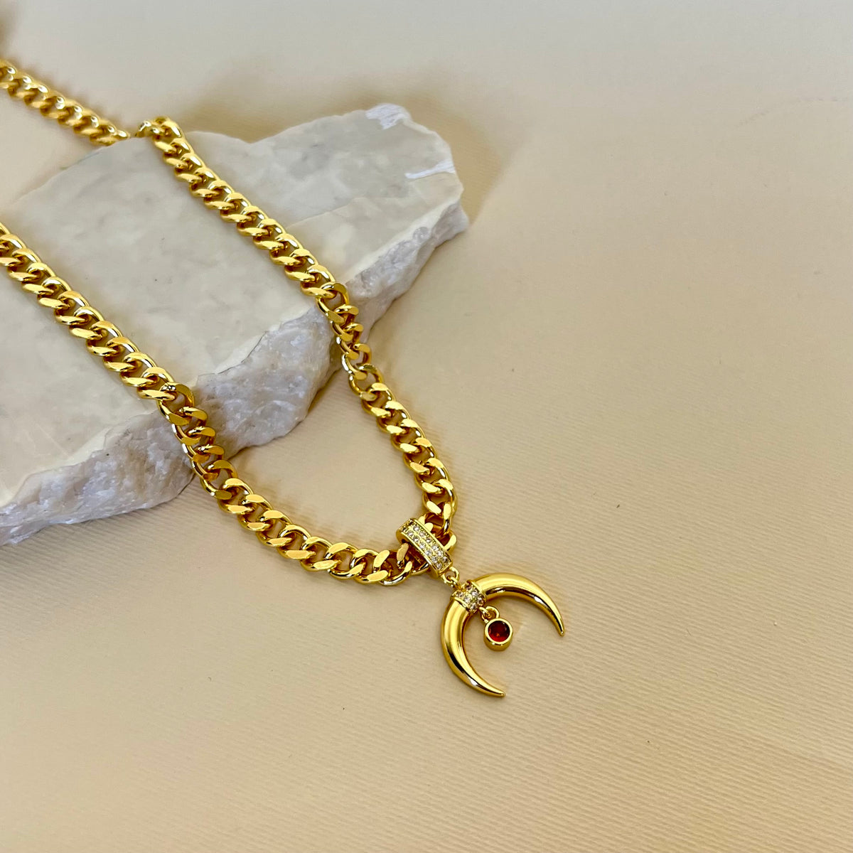 Lunar Red | Gold Plated Necklace