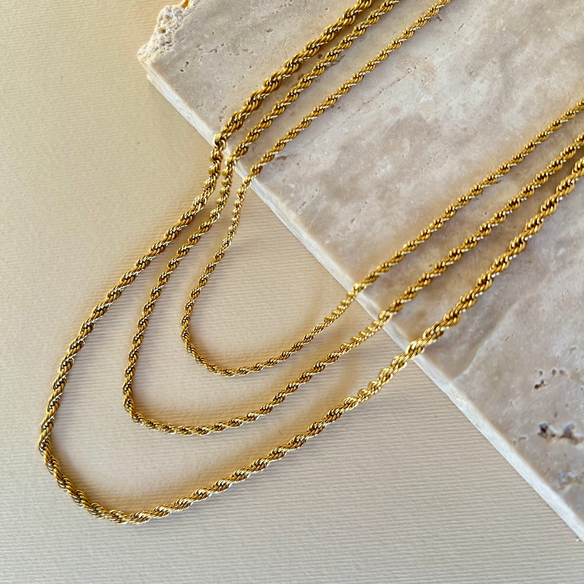 Tres Rope Chain | Gold Plated Necklace