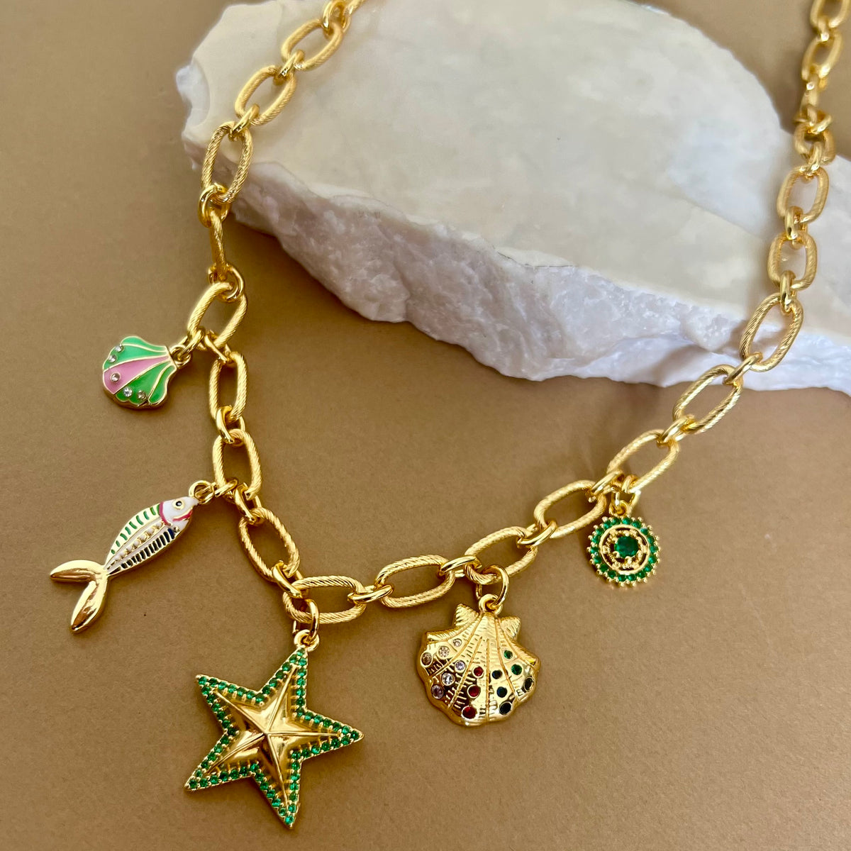 Ocean Breeze | Gold Plated Charm Necklace