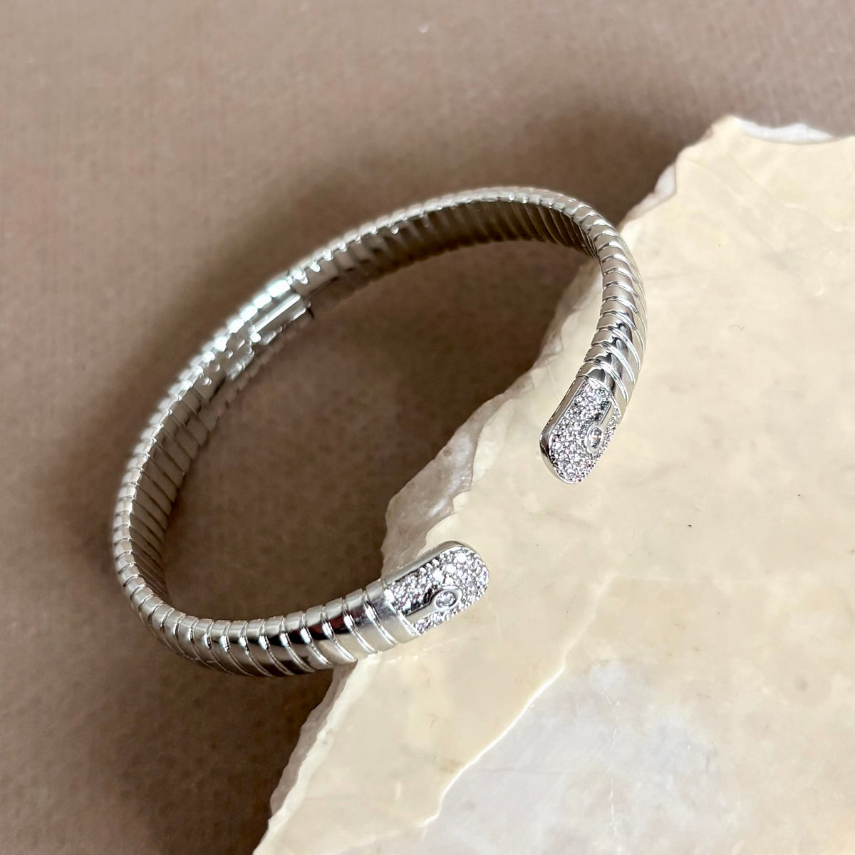 Orfin | White Gold Plated Bangle