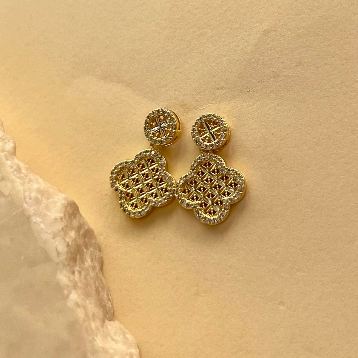 Esvara | Gold Plated Earrings