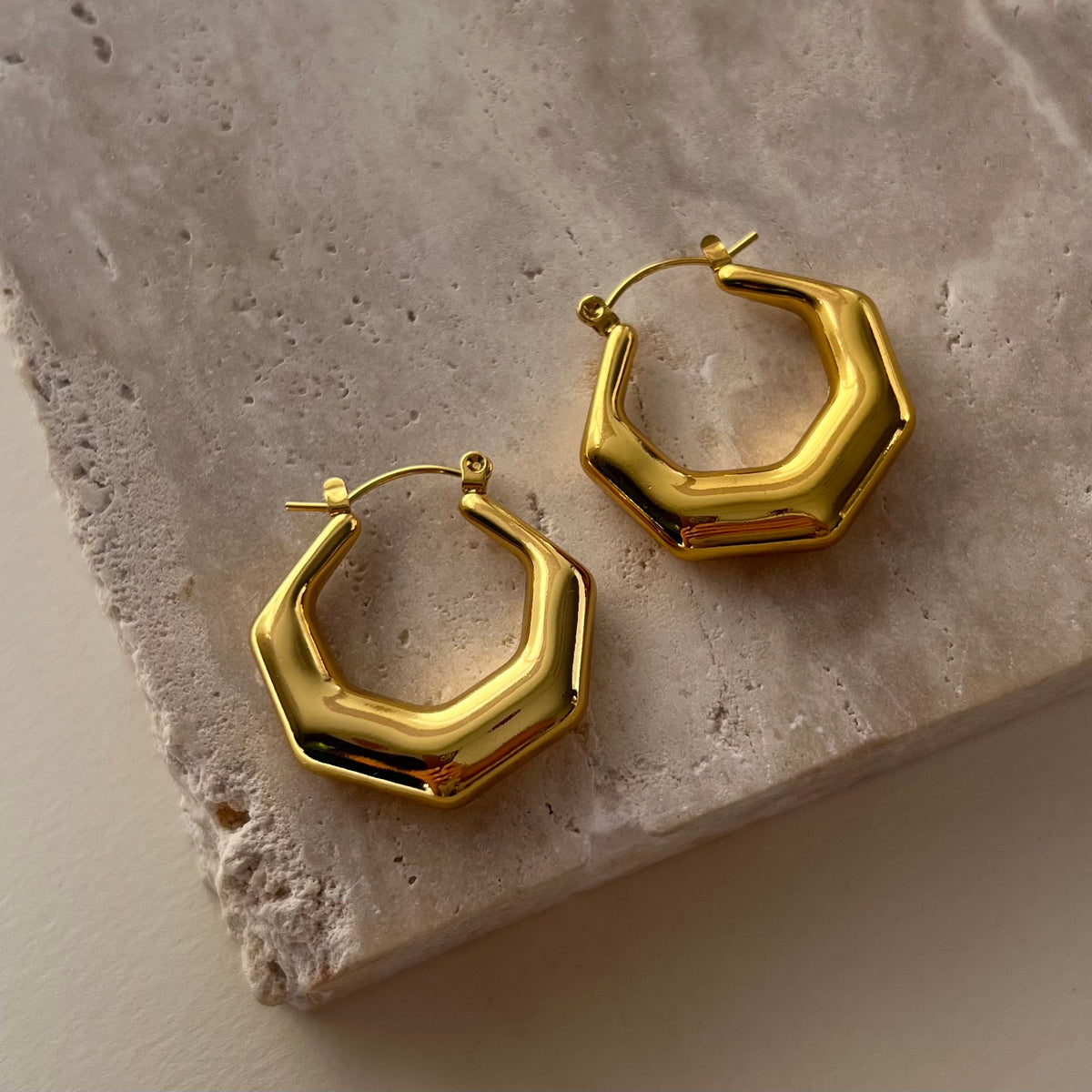 Hexagon | Gold Plated Earrings