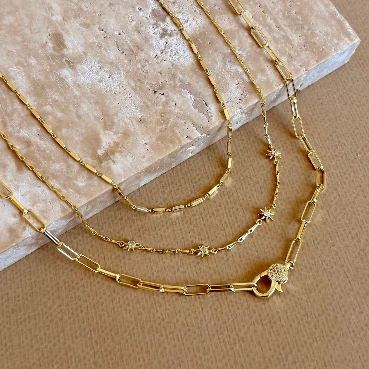 Cairon | Triple Layer Gold Plated Necklace