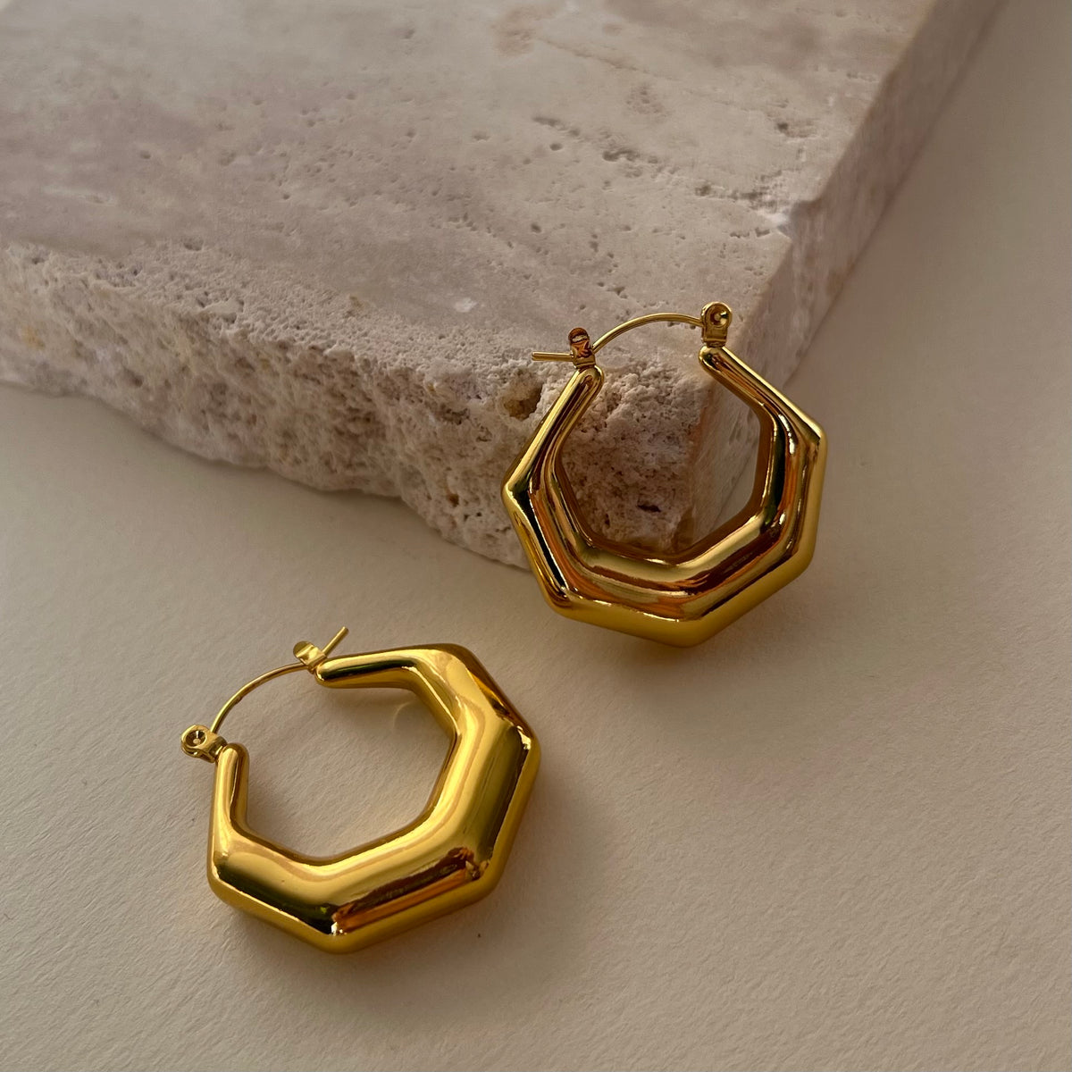 Hexagon | Gold Plated Earrings