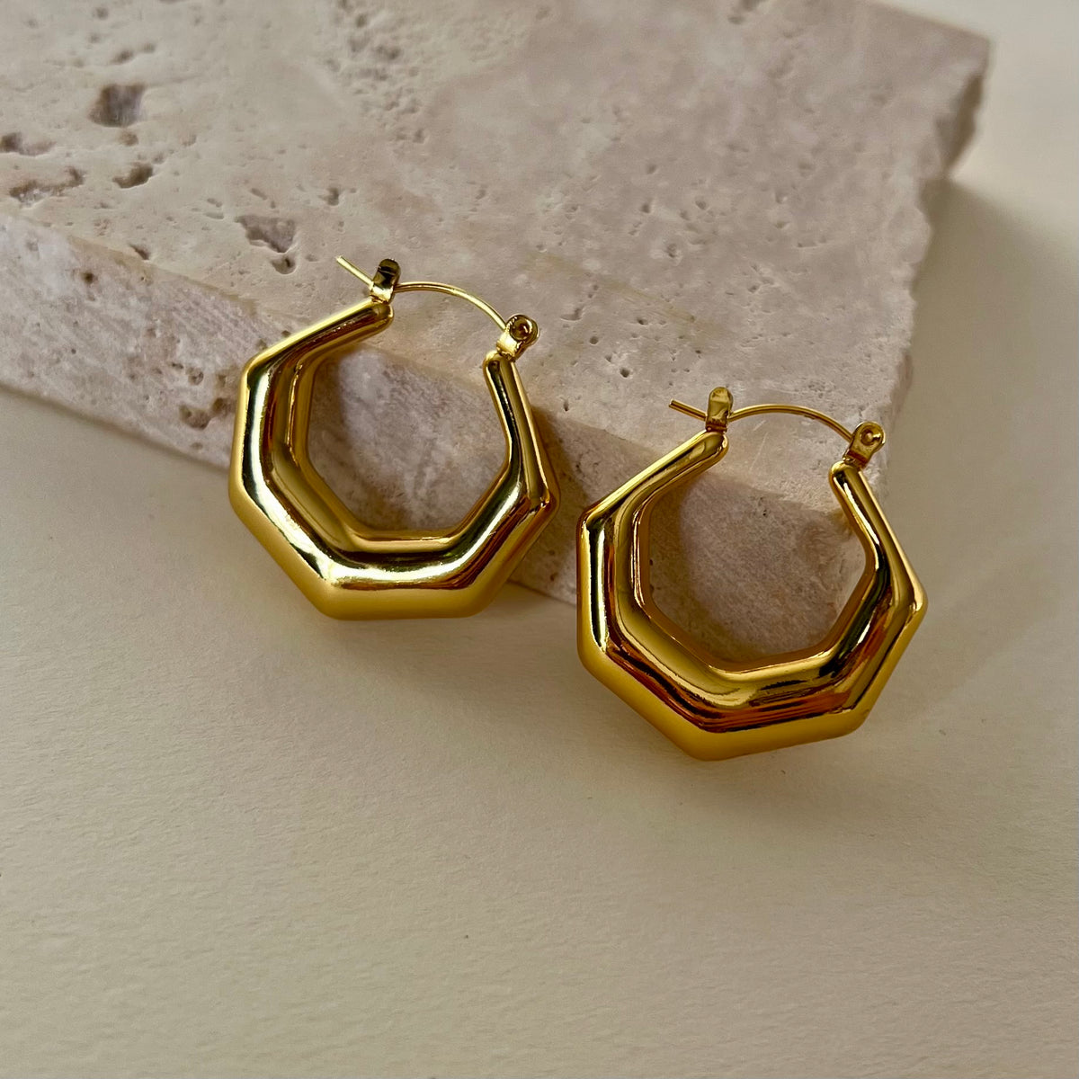 Hexagon | Gold Plated Earrings