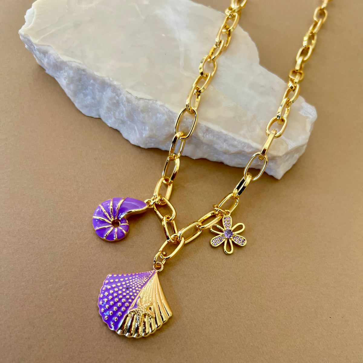 Sea Side | Gold Plated Charm Necklace