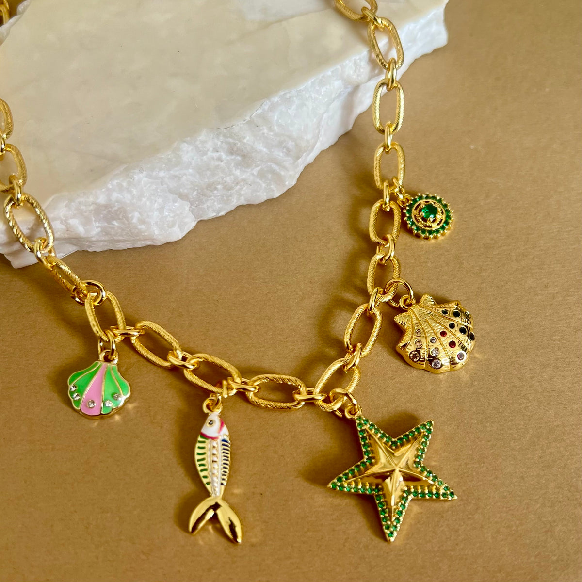 Ocean Breeze | Gold Plated Charm Necklace