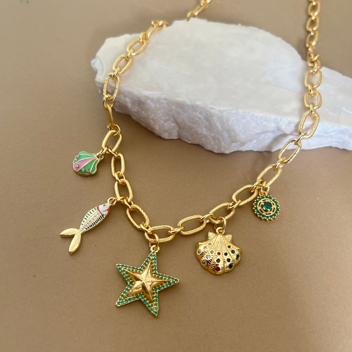 Ocean Breeze | Gold Plated Charm Necklace