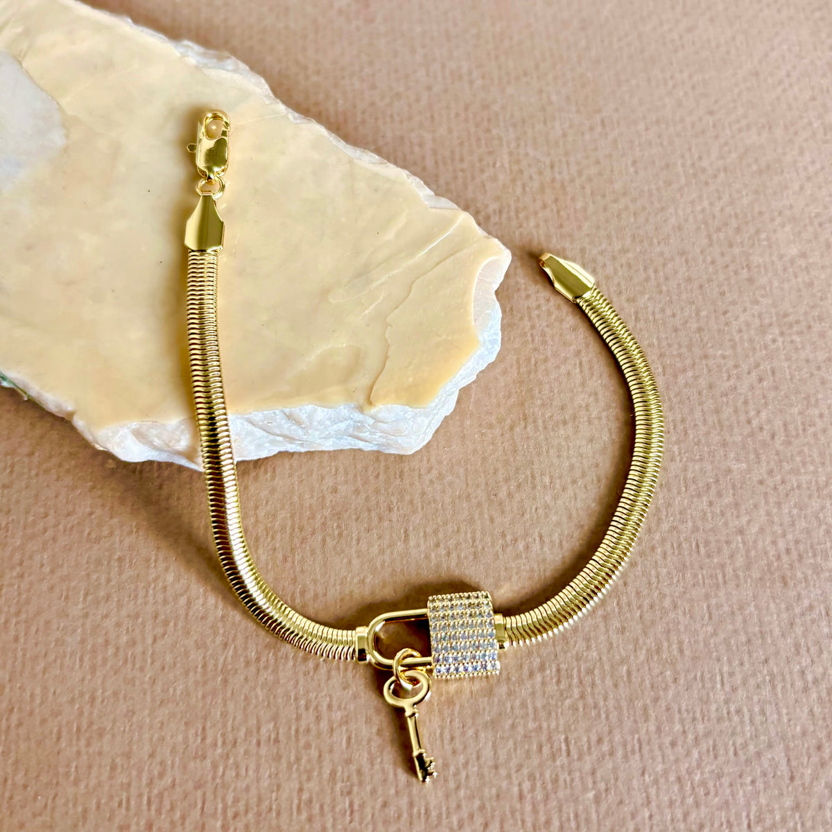 Crystal Lock | Gold Plated Bracelet
