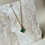 Crystal Green Cleef | Stainless Steel Necklace