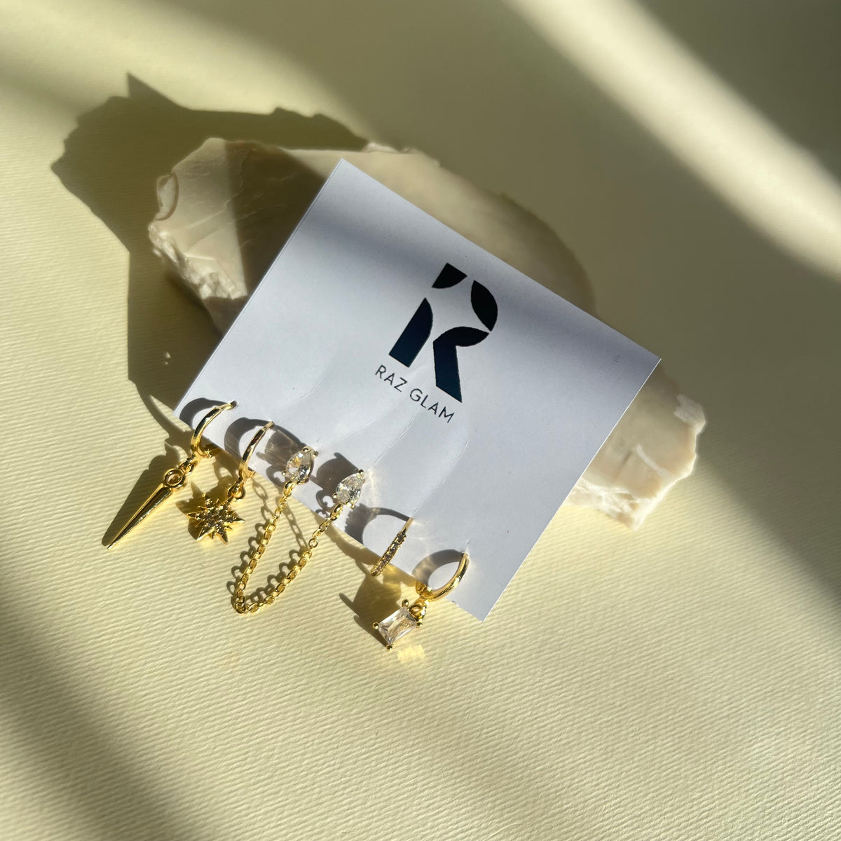 Impuria 08 | Gold Plated Earrings [ set of 6 Earrings ]