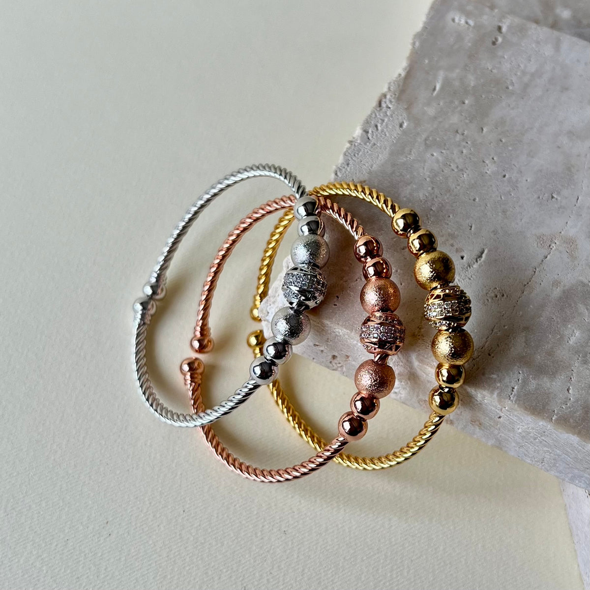 Triple Dew | 24K Gold Plated [Set of 3 Bangles]