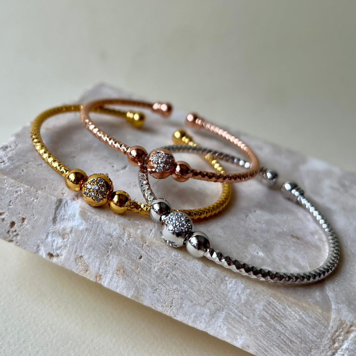 Triple Dew 07 | 24K Gold Plated [Set Of 3 Bangles]