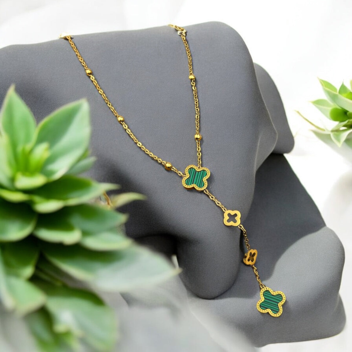 Double Green Cleef | Stainless Steel Necklace