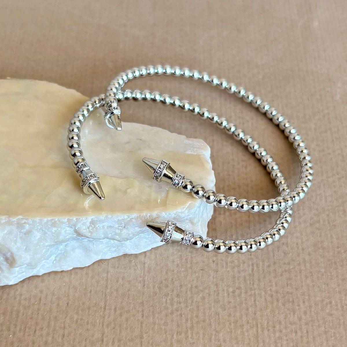 Nuvellea | White Gold Plated Bangle