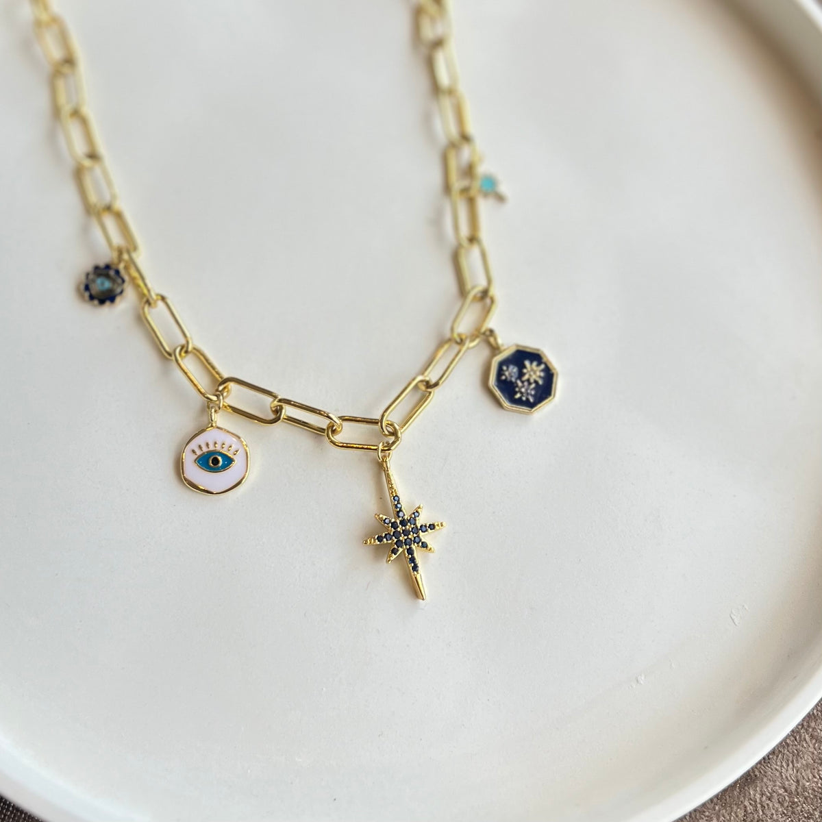 Glam Blue Radiance | Gold Plated Necklace