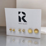 Studs 04 | Gold Plated Earrings [Set of 3 Pairs]