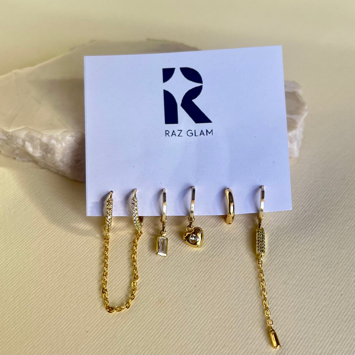 Impuria 06 | Gold Plated Earrings [ set of 6 Earrings ]
