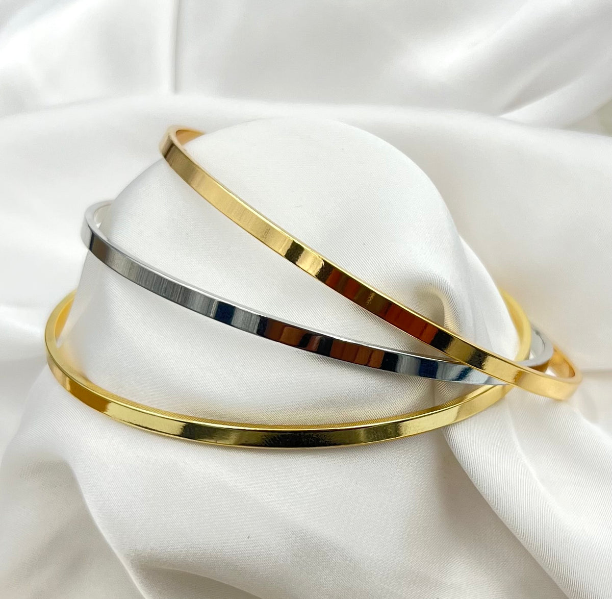 Triple Plain Orbit | 21K Gold Plated [Set Of 3 Bangles]