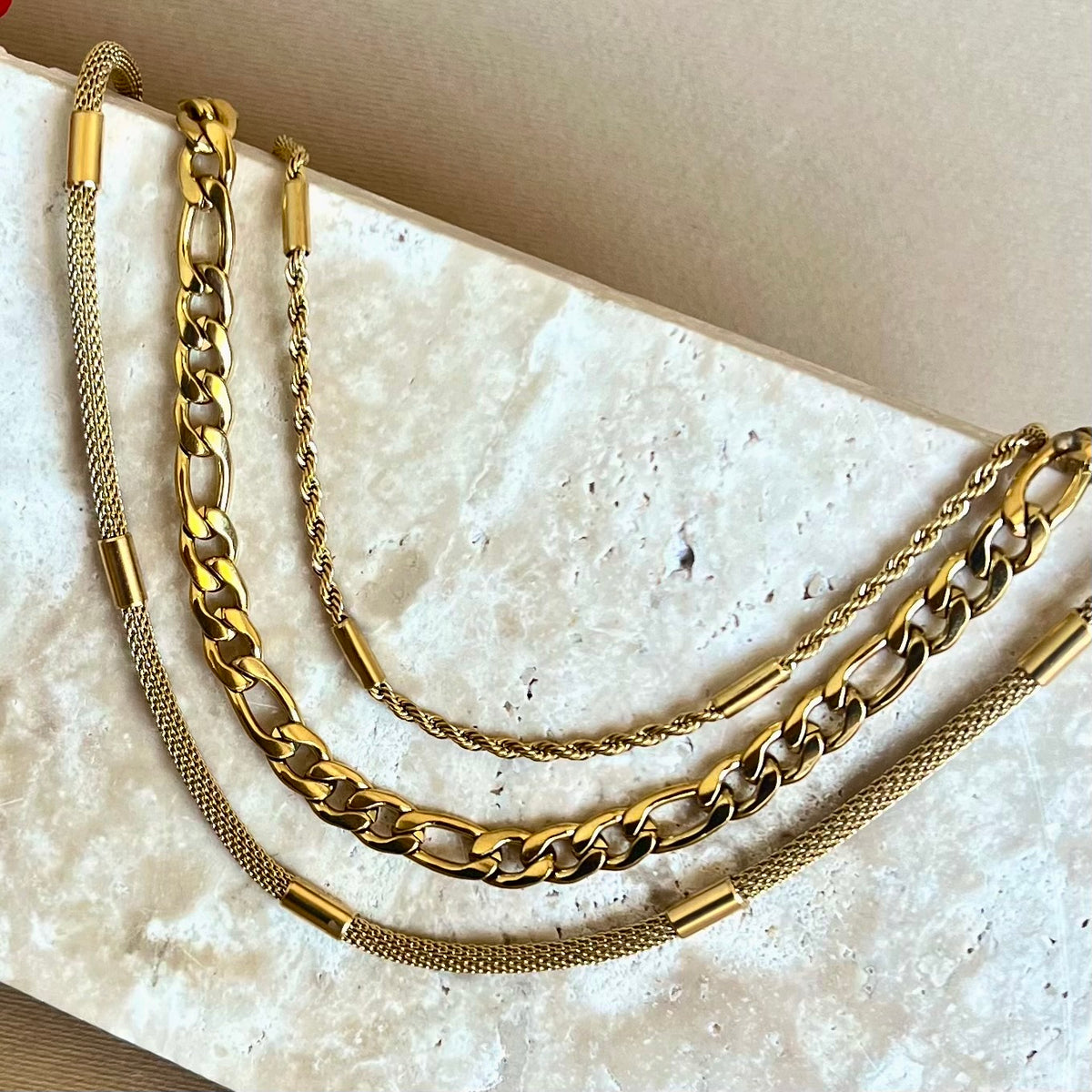 Quala | Gold Plated Necklace [ Triple Layers ]