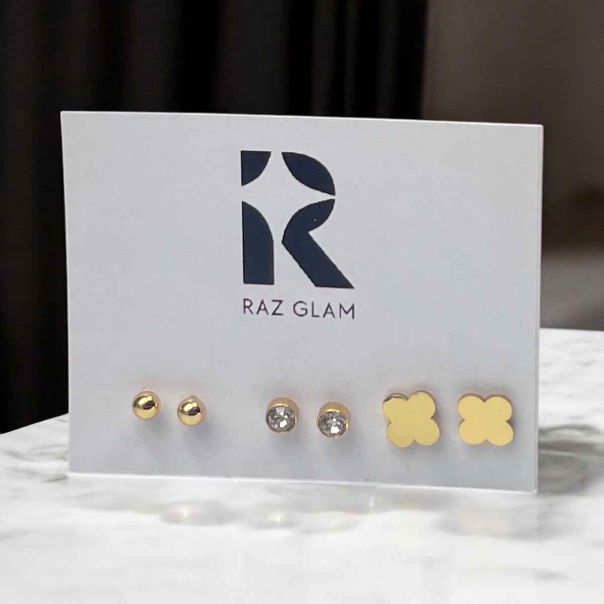 Studs | Gold Plated Earrings [Set of 3 Pairs]