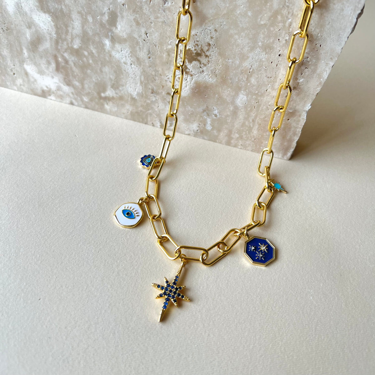 Glam Blue Radiance | Hand Made Gold Plated Necklace