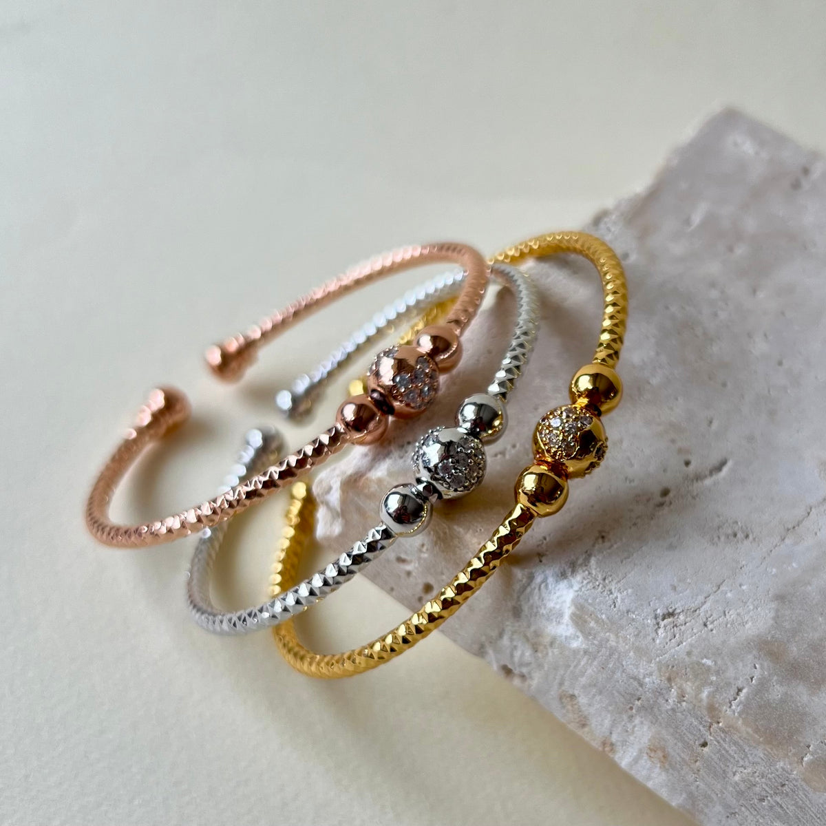 Triple Dew 07 | 24K Gold Plated [Set Of 3 Bangles]