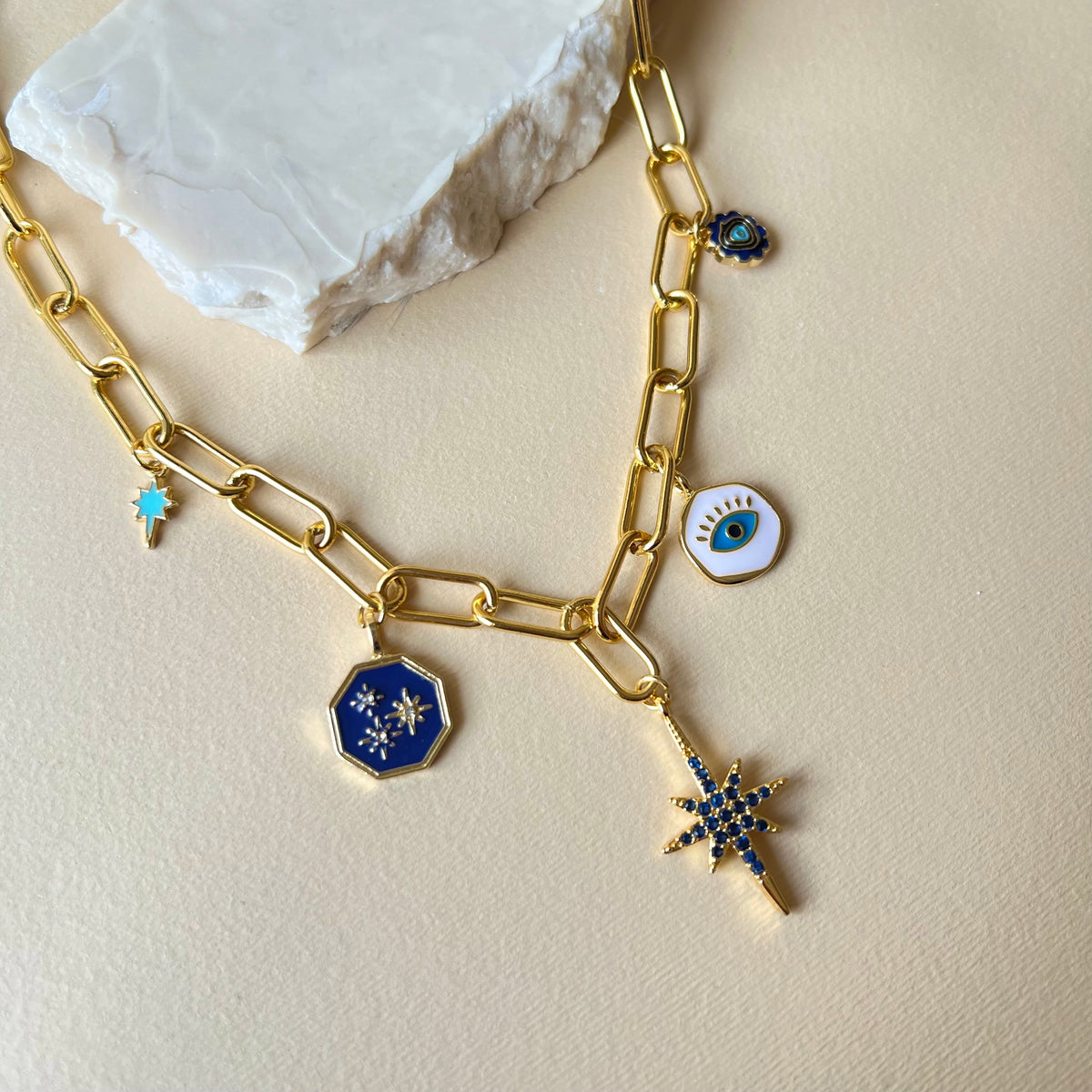 Glam Blue Radiance | Hand Made Gold Plated Necklace