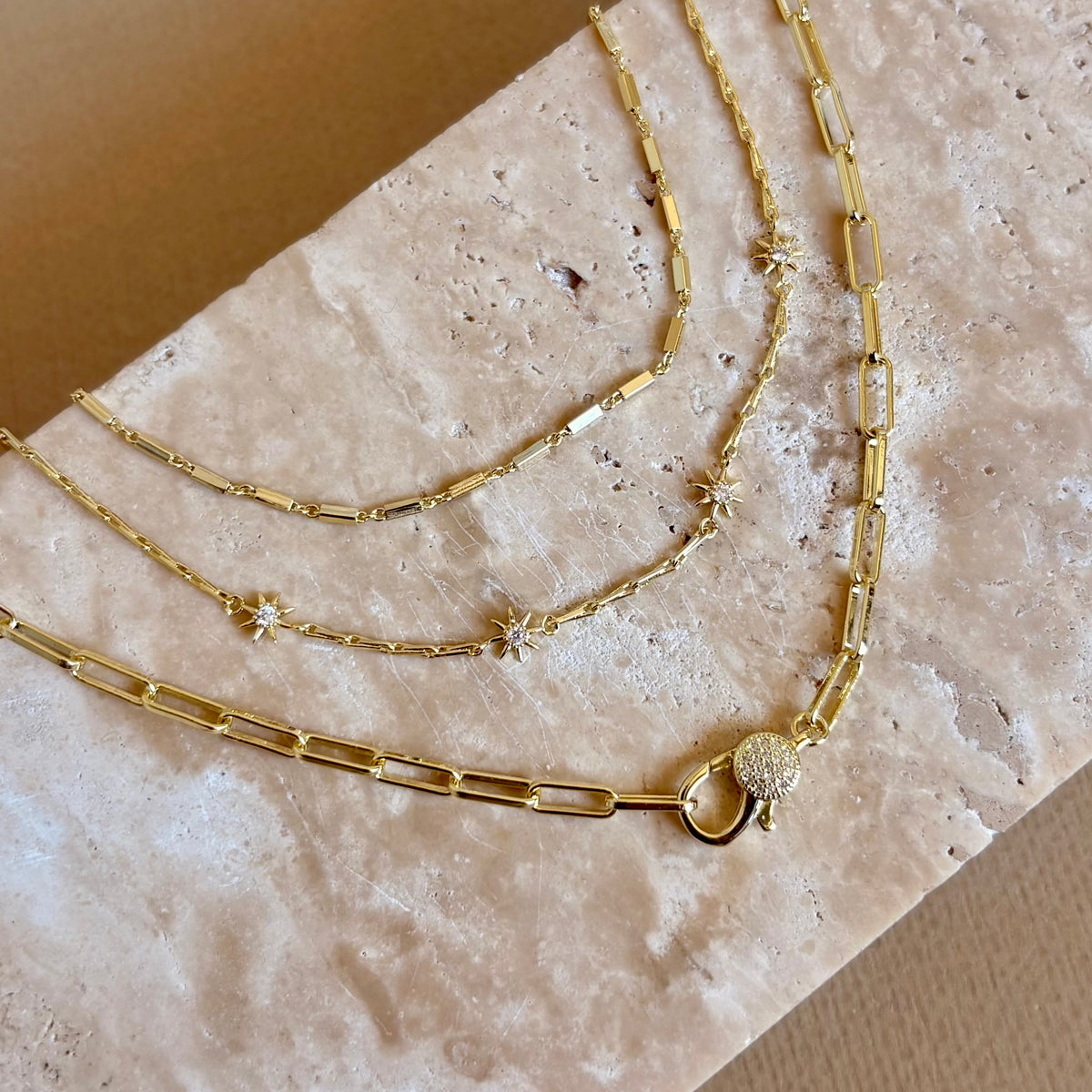 Cairon | Triple Layer Gold Plated Necklace