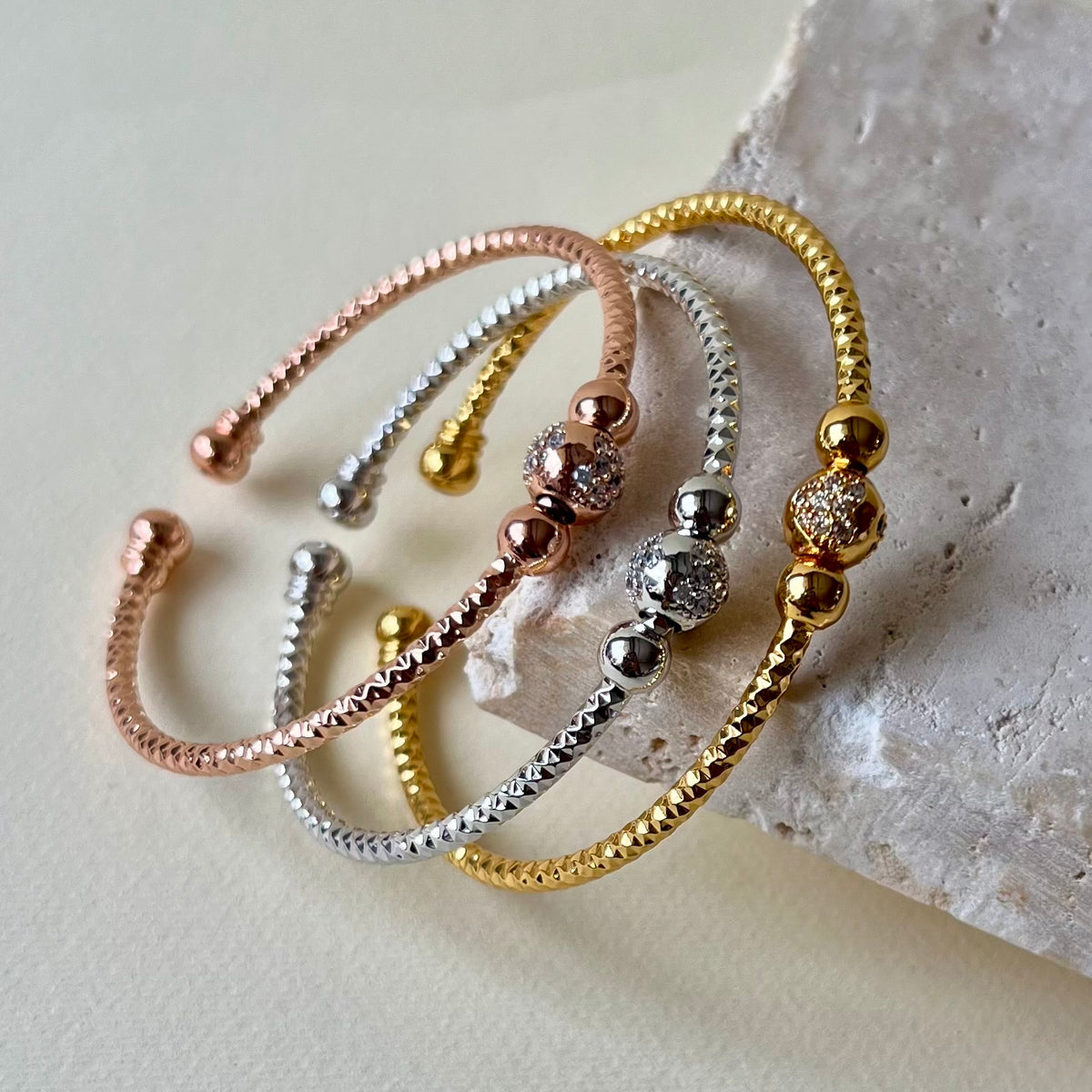 Triple Dew 07 | 24K Gold Plated [Set Of 3 Bangles]