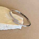 Maze 02 | White Gold Plated Bangle