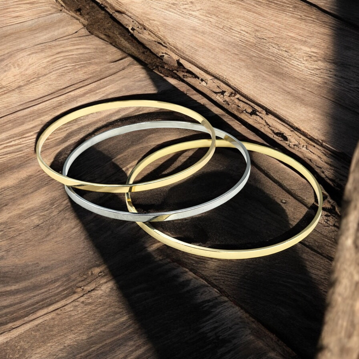 Triple Plain Orbit | 21K Gold Plated [Set Of 3 Bangles]