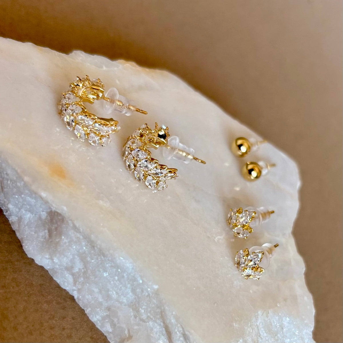 Glitterry | Gold Plated Earrings [ Set Of 3 ]