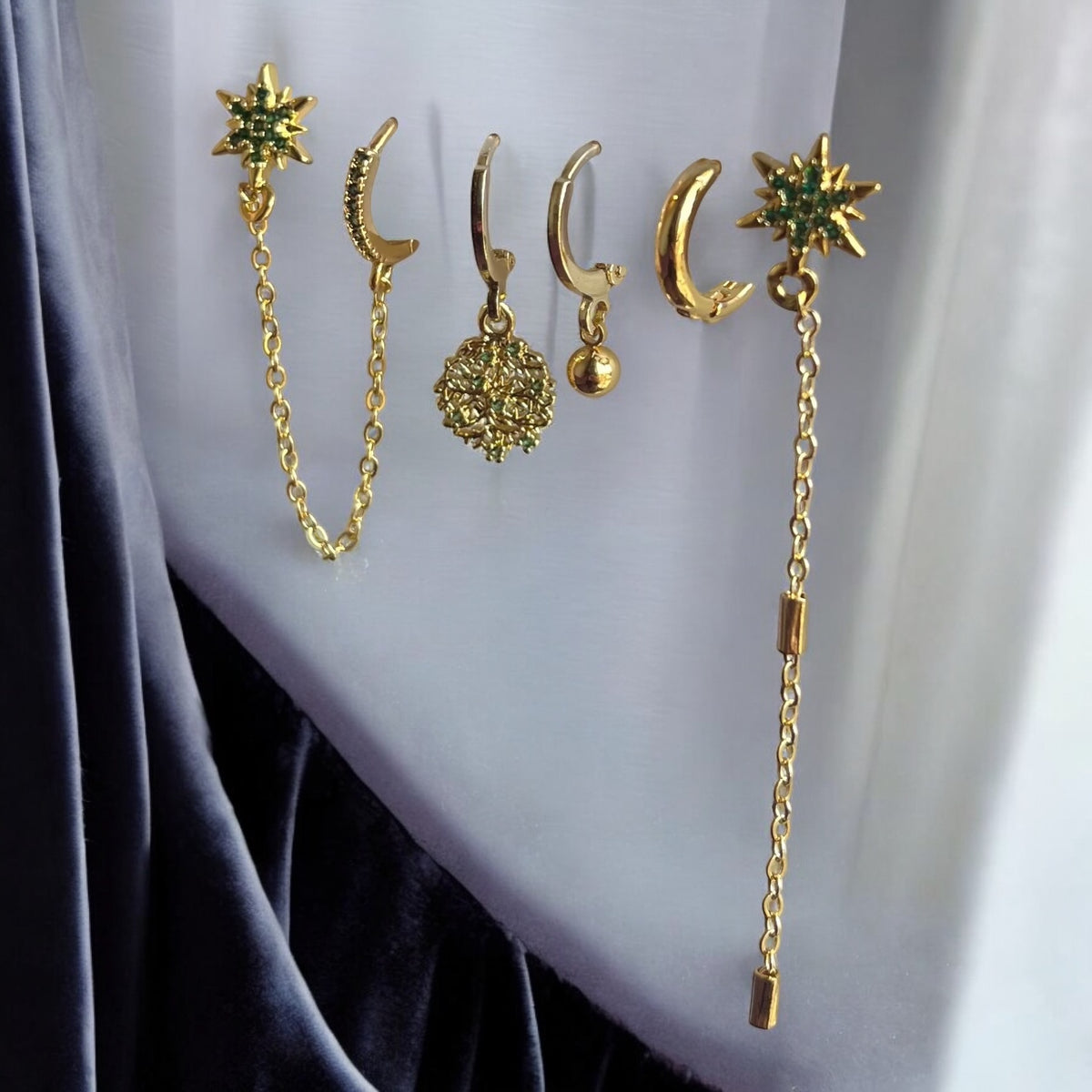 Impuria 03 | Gold Plated Earrings [ set of 6 Earrings ]