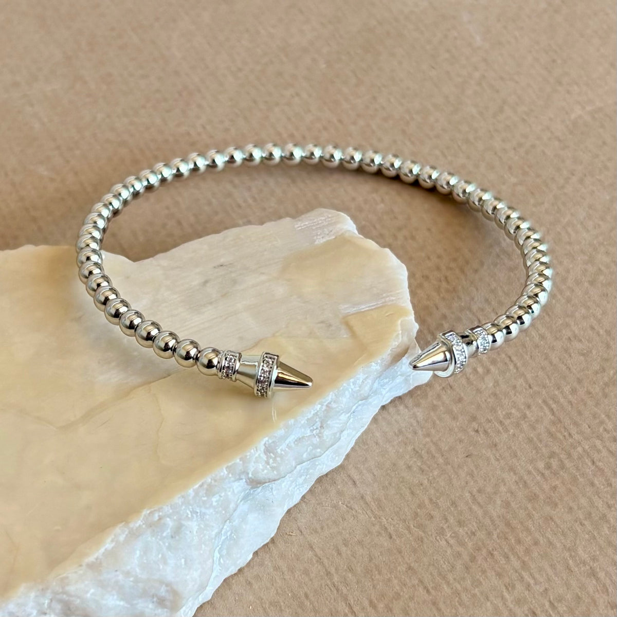 Nuvellea | White Gold Plated Bangle