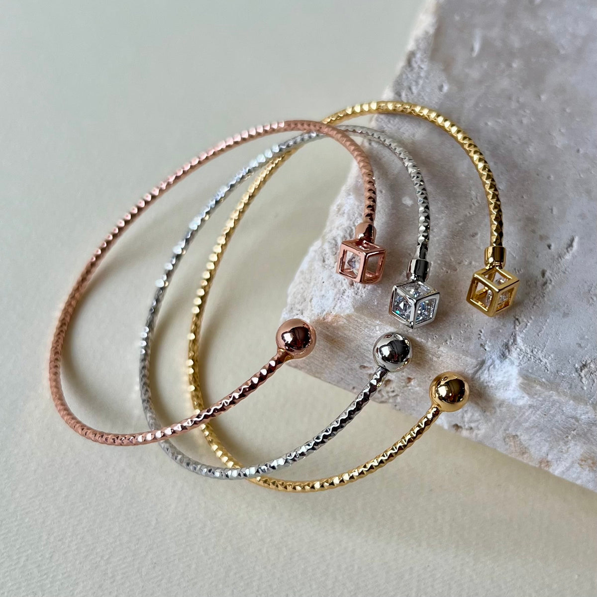 Triple Dew 02 | 24K Gold Plated Bangle [Set of 3 Bangles]
