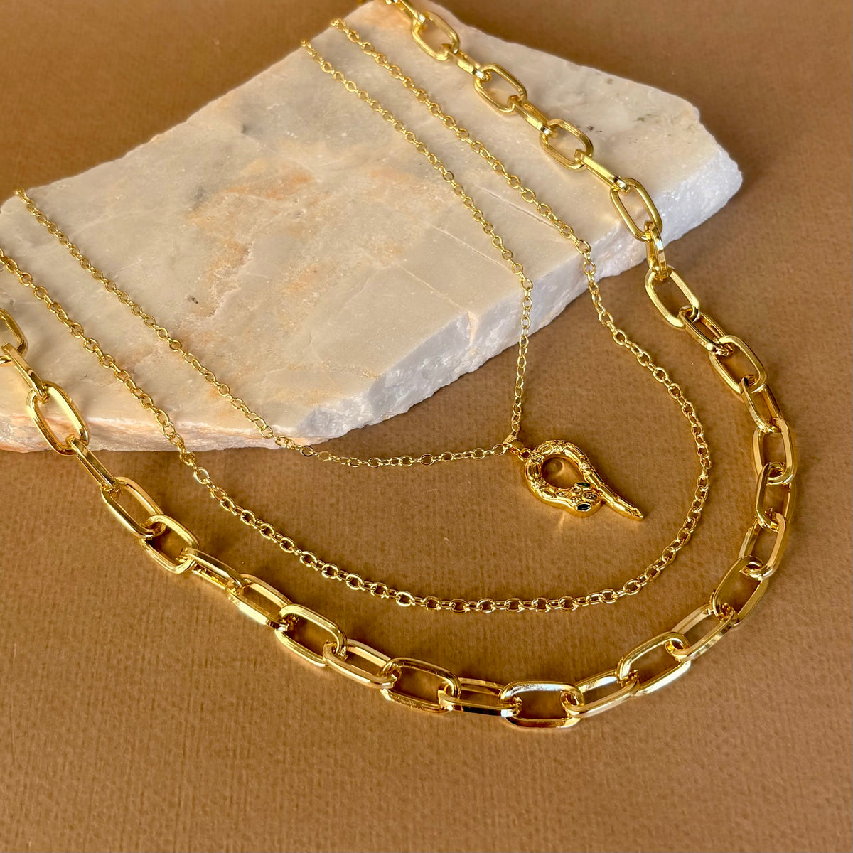 Avenor | Triple Layers Gold Plated Necklace