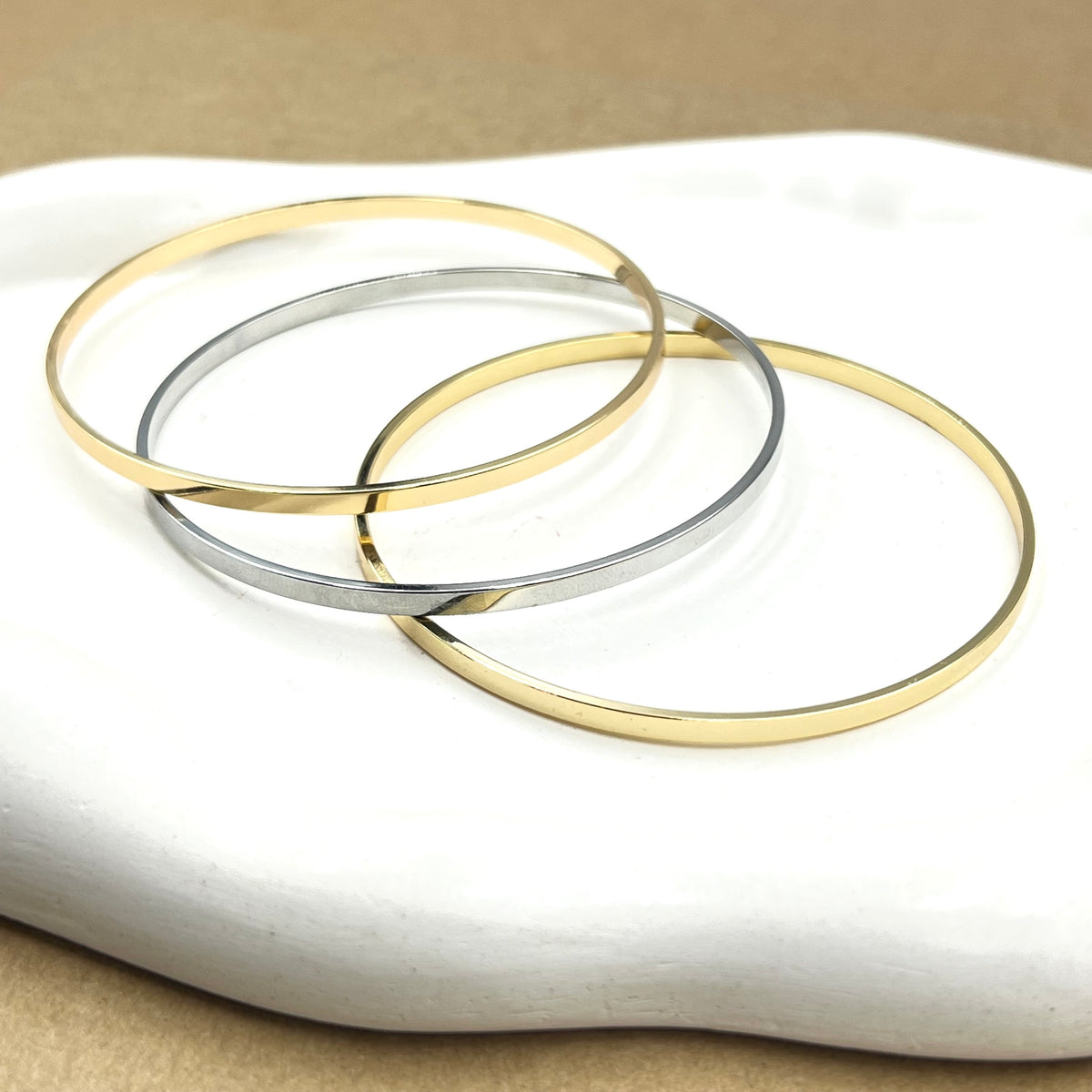 Triple Plain Orbit | 21K Gold Plated [Set Of 3 Bangles]