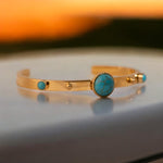 Arc Blu | Stainless Steel With Blue Stone Bangle