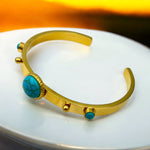 Arc Blu | Stainless Steel With Blue Stone Bangle